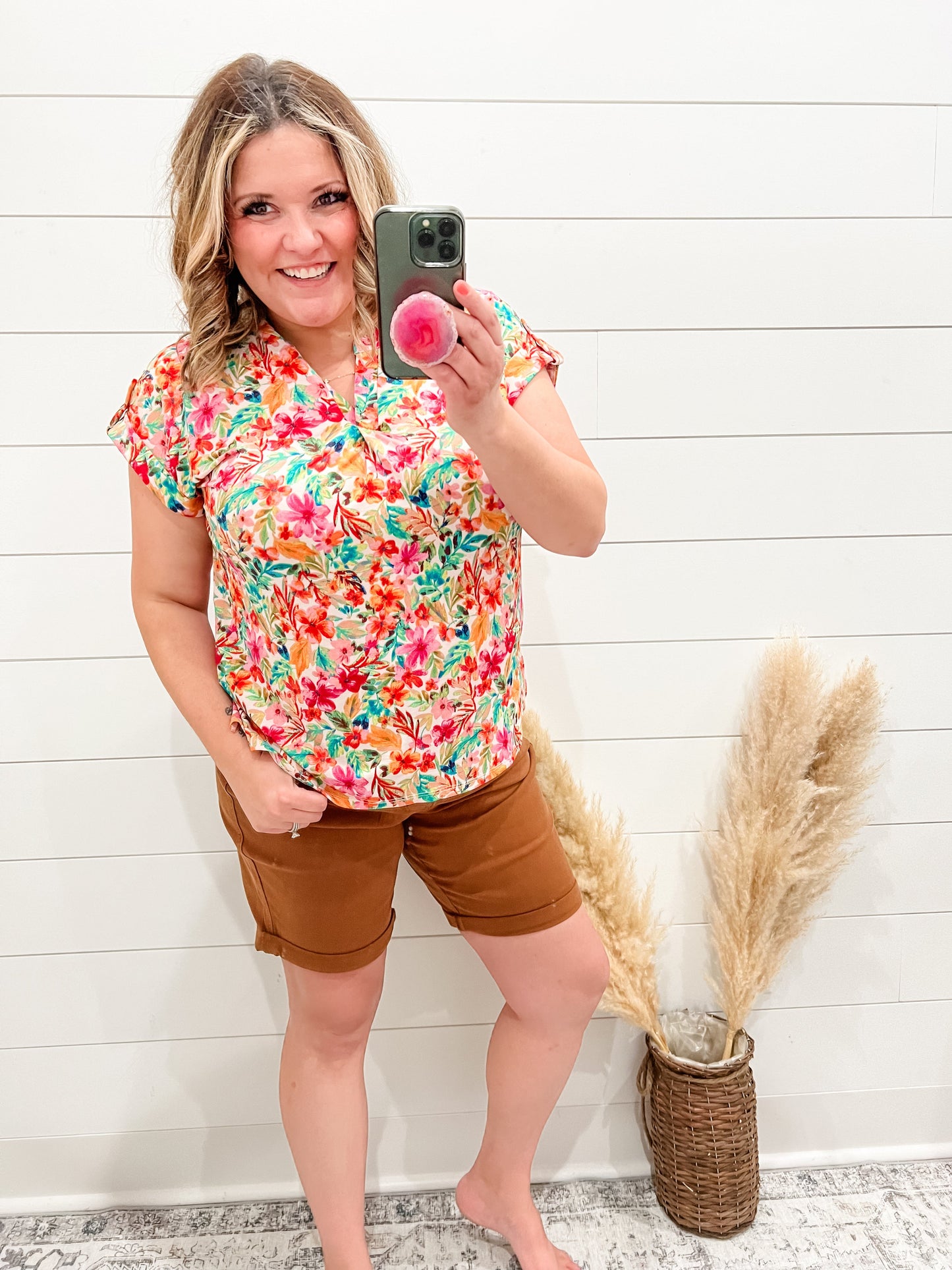 Judy Blue "You're A Wild One" Tummy Control Brown Bermuda Shorts