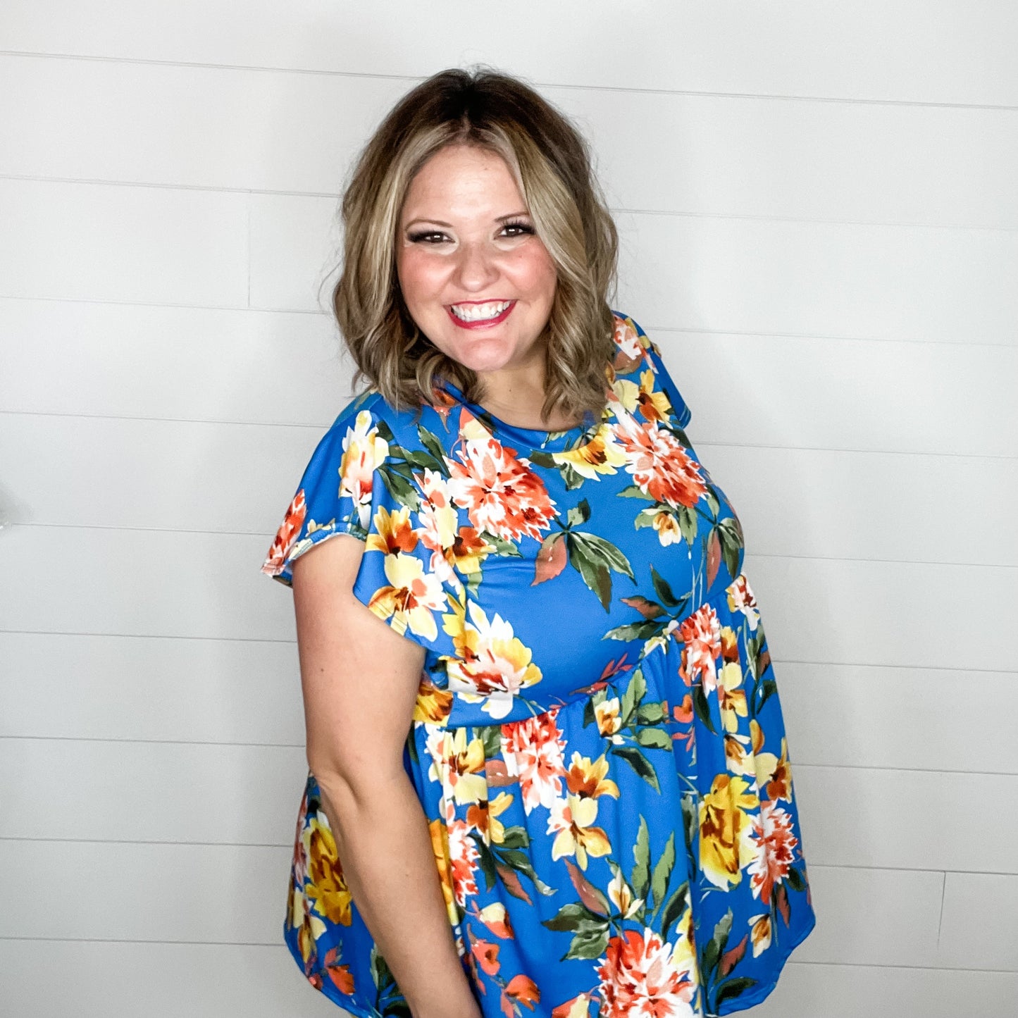 "Just Go With It" Floral Ruffle Cap Sleeve Babydoll