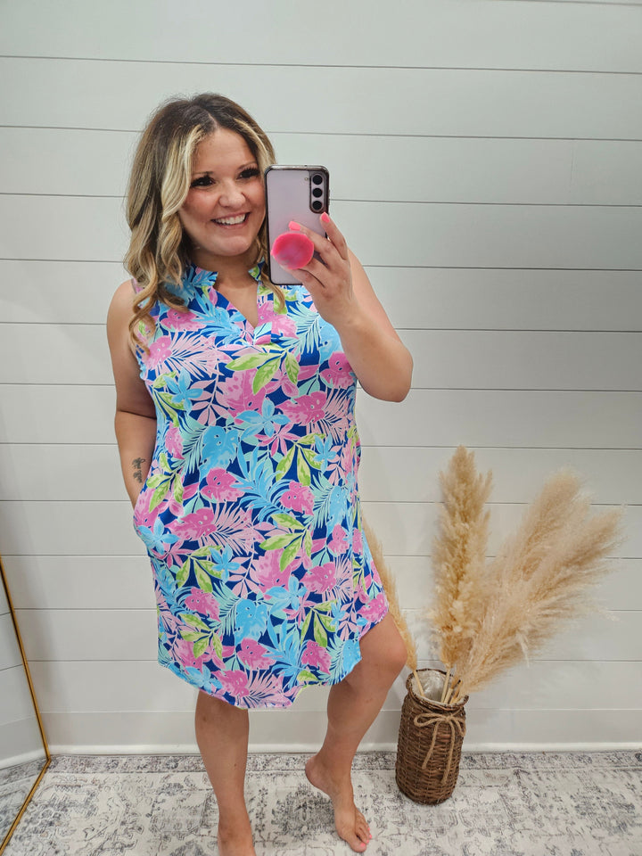 "Kale" Lizzy Sleeveless Dress with Pockets-Lola Monroe Boutique