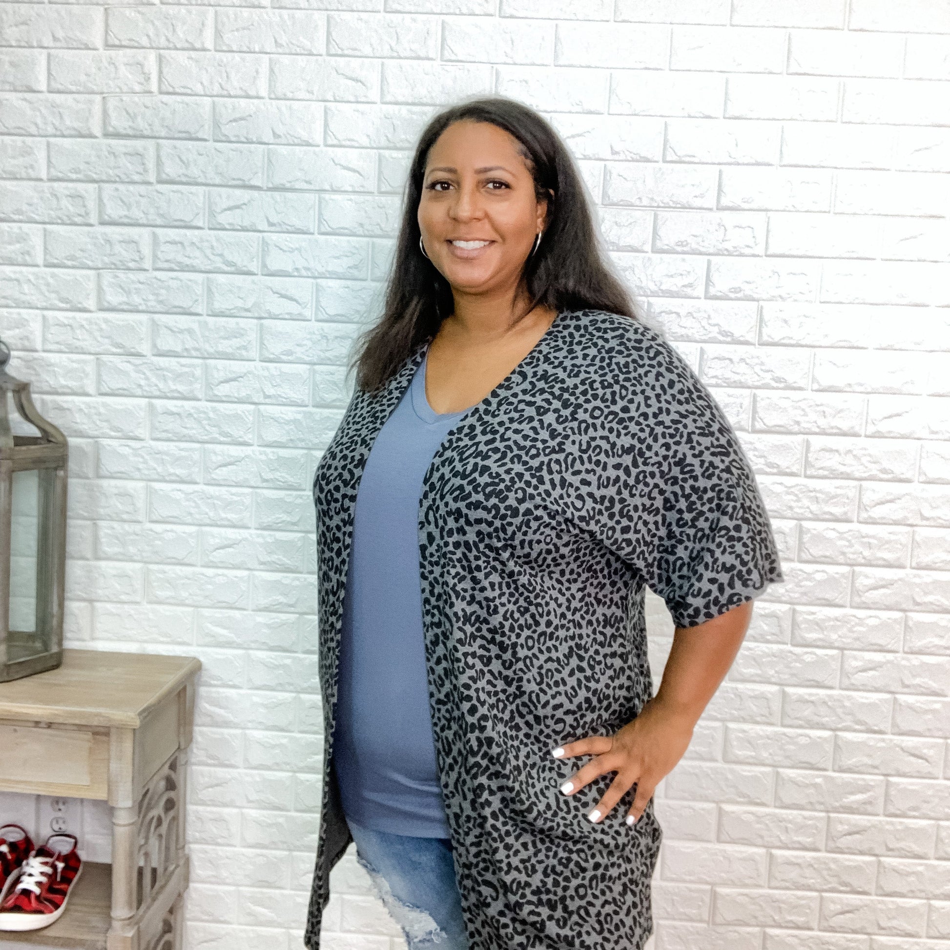 "Kelsey" Animal Print Short Sleeve Cardigan