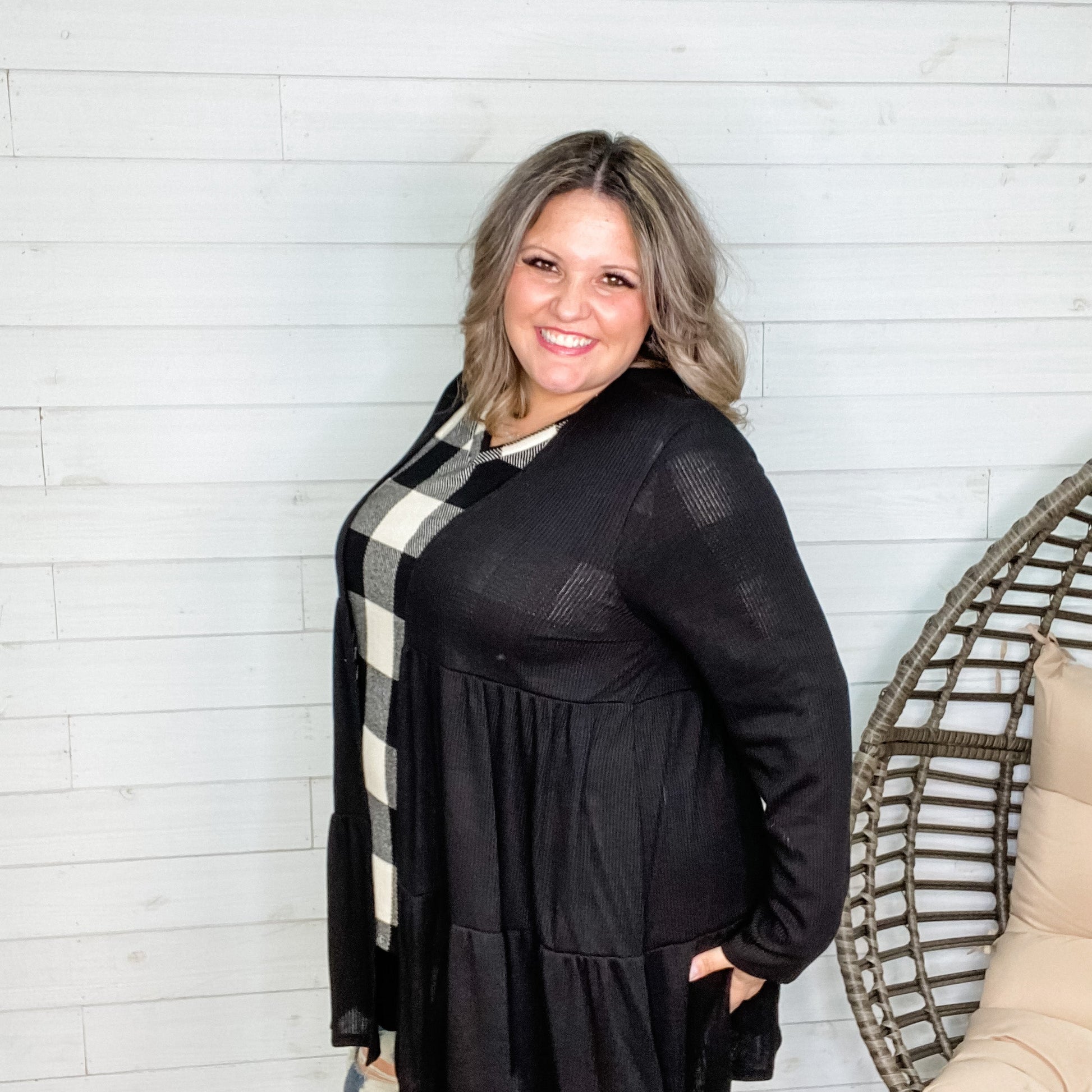 "Kennedy" Ruffle Tier Cardigan. (Black)