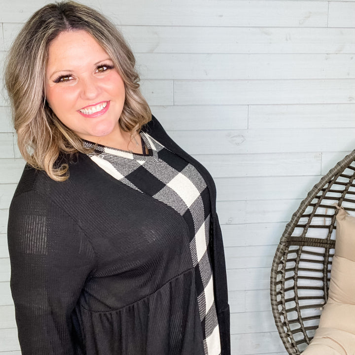 "Kennedy" Ruffle Tier Cardigan. (Black)