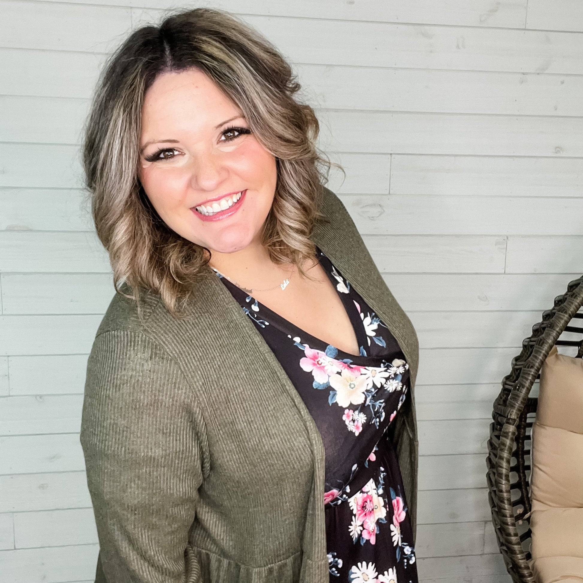 "Kennedy" Ruffle Tier Cardigan. (Olive)