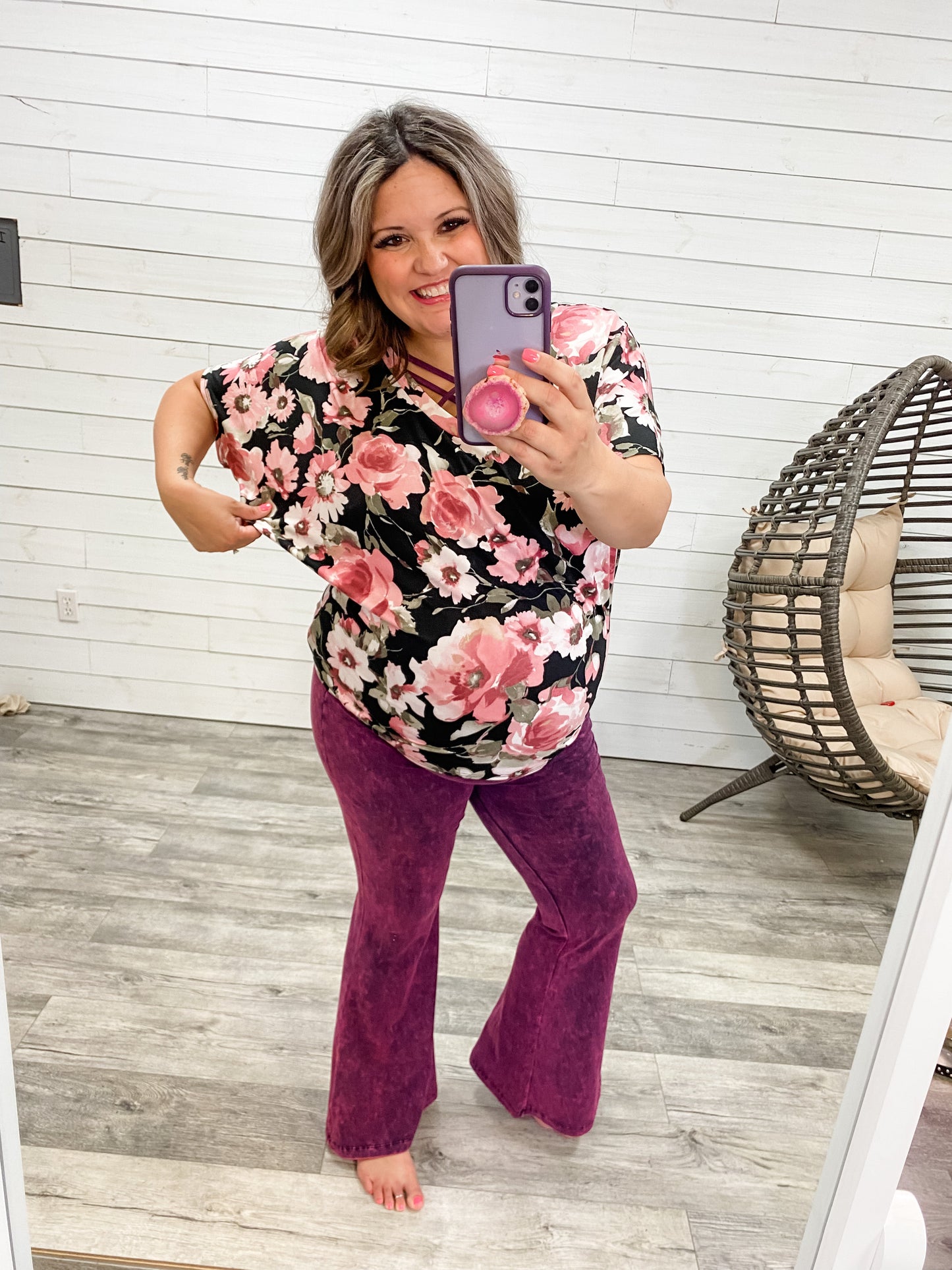 "Kiara" Floral V Neck Dolman