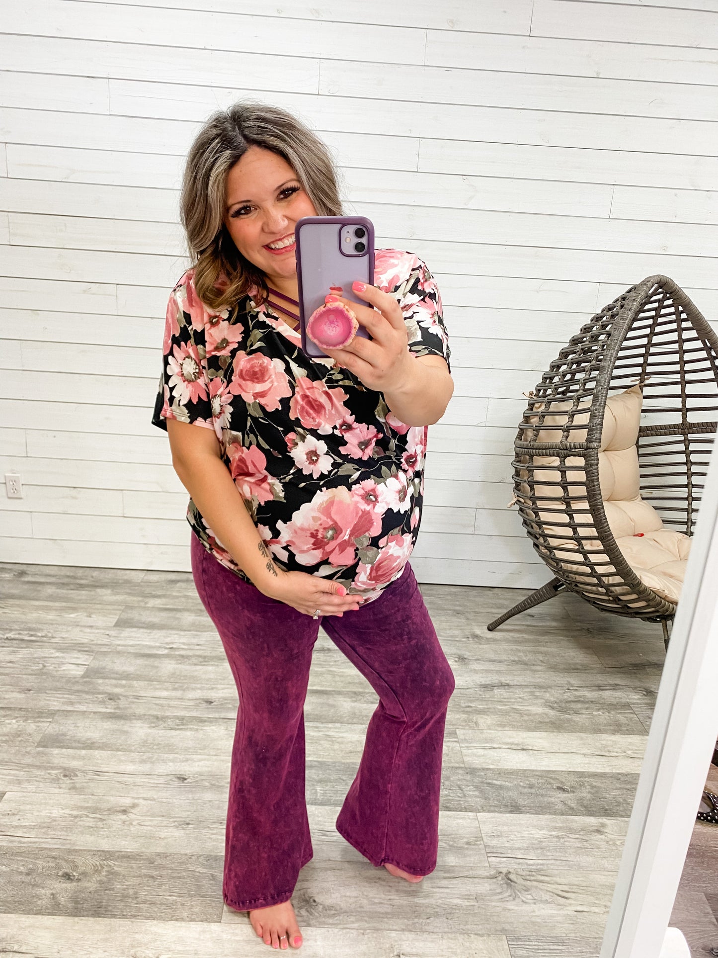 "Kiara" Floral V Neck Dolman