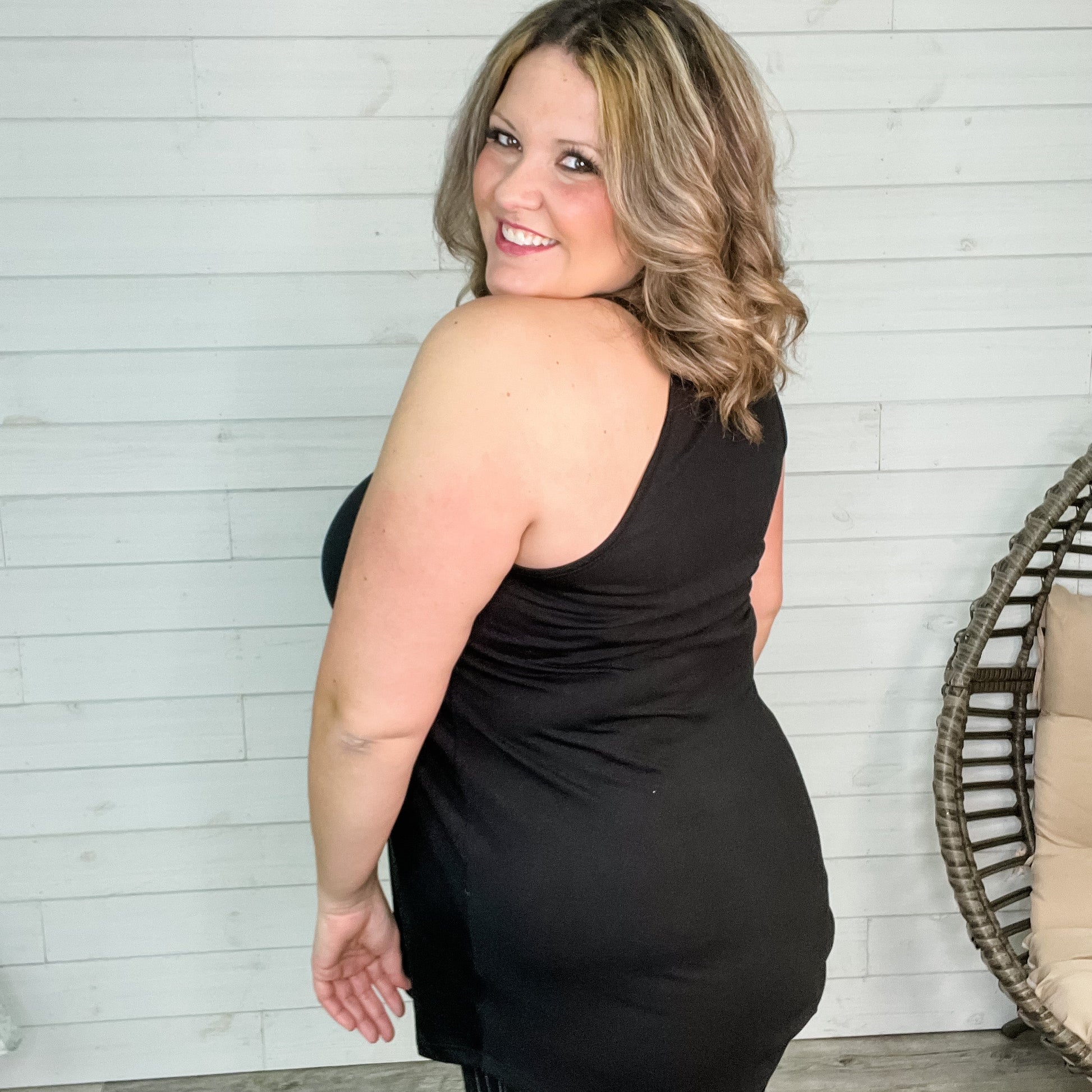 Lace Detail Halter Tank (Black)