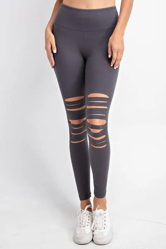 Laser Cut Butter soft Leggings (Grey)