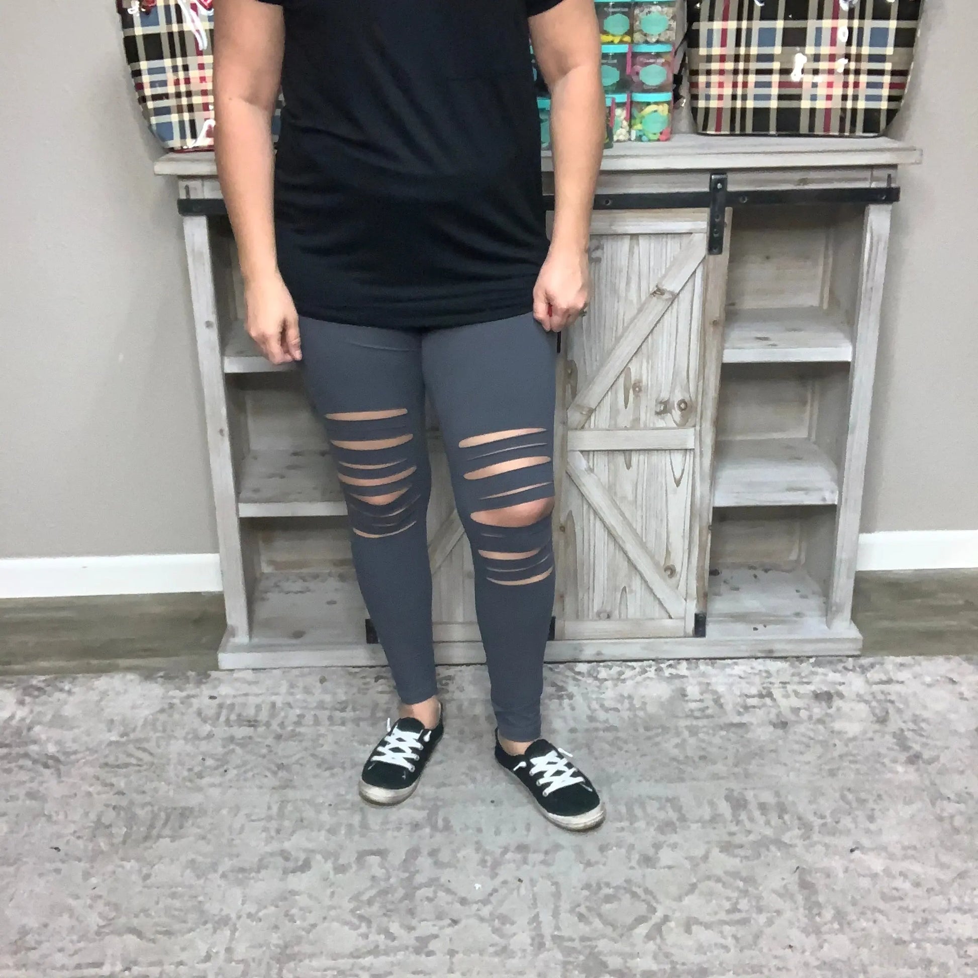 Laser Cut Butter soft Leggings (Grey)