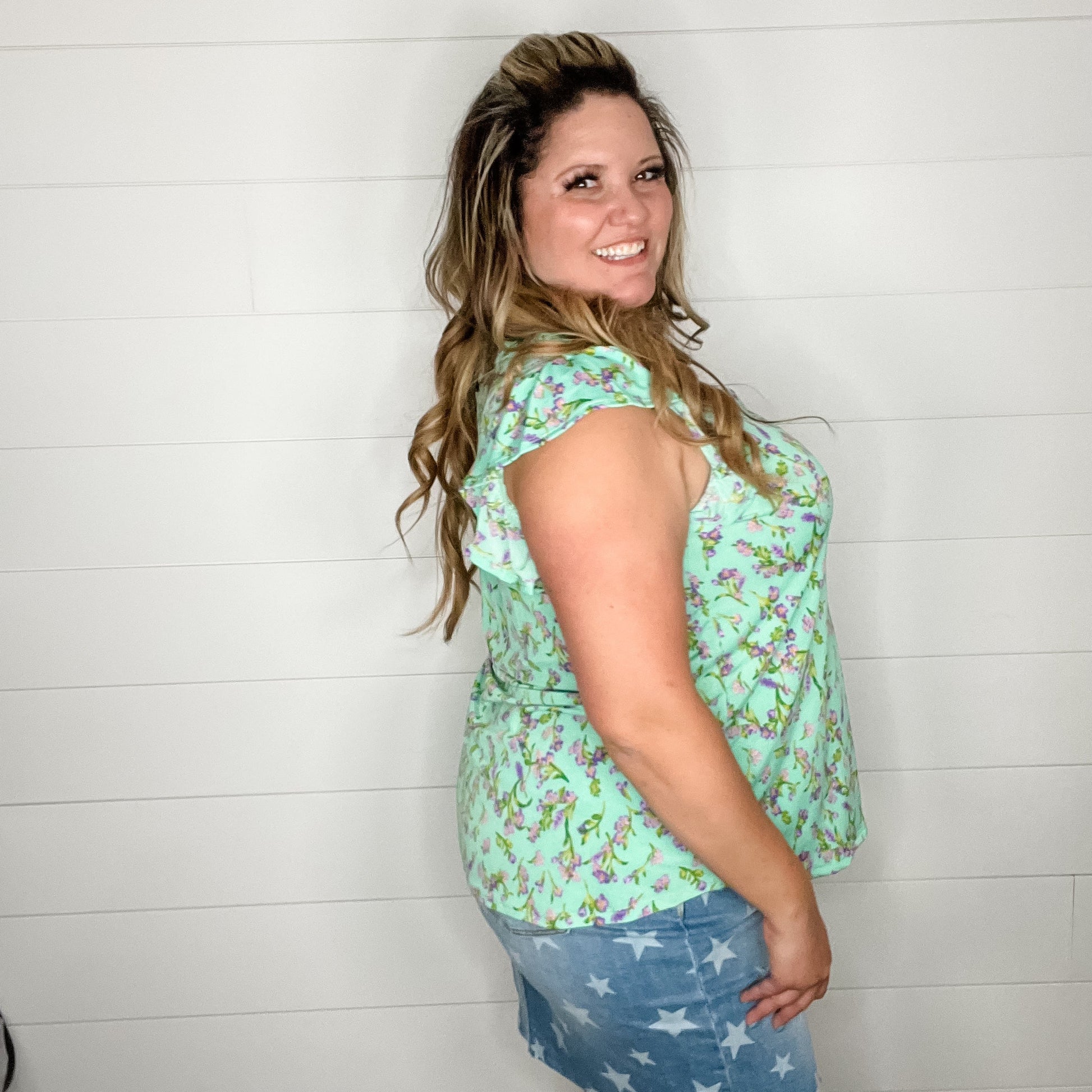 "Ledger" Ruffle Cap Sleeve Lizzy