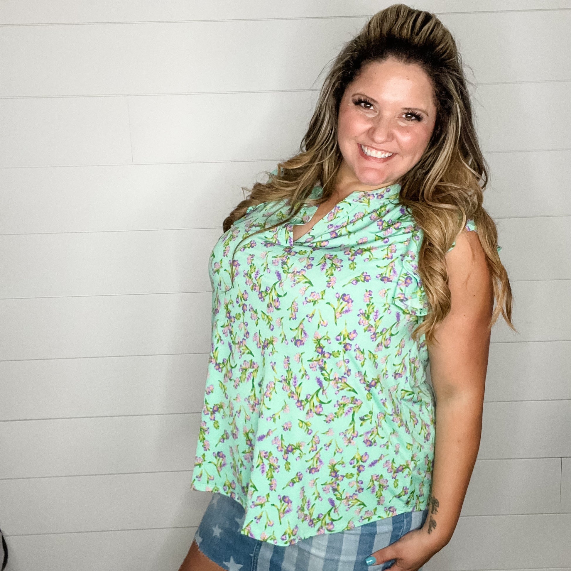 "Ledger" Ruffle Cap Sleeve Lizzy