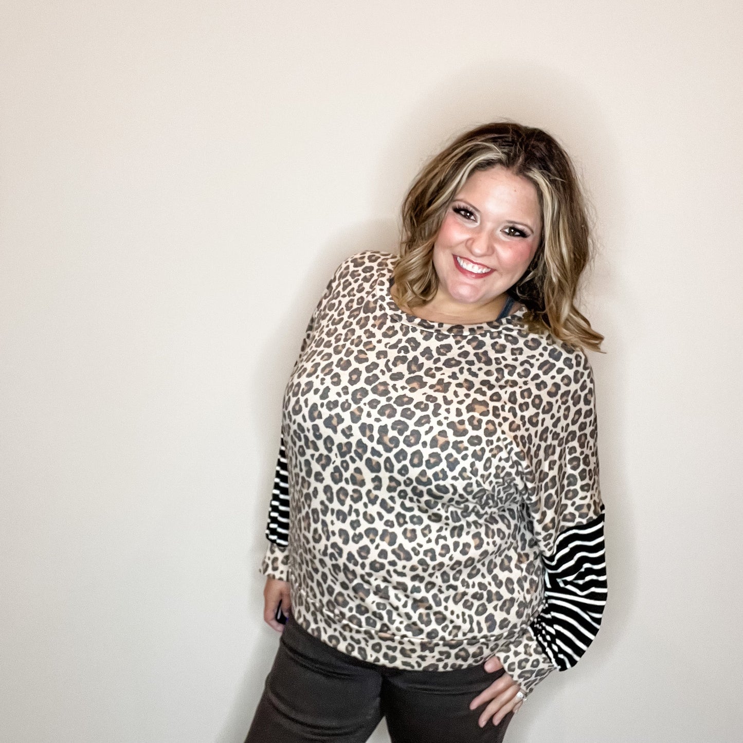"Legit" Animal Print Long Sleeve Boxy Weekender
