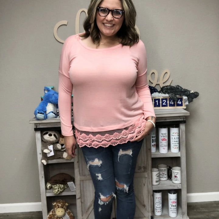 Lightweight Long Sleeve with Lace Hem Detail