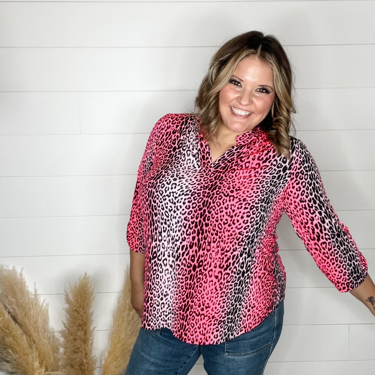 "Lightyear" Animal Print 3/4 Split Neck