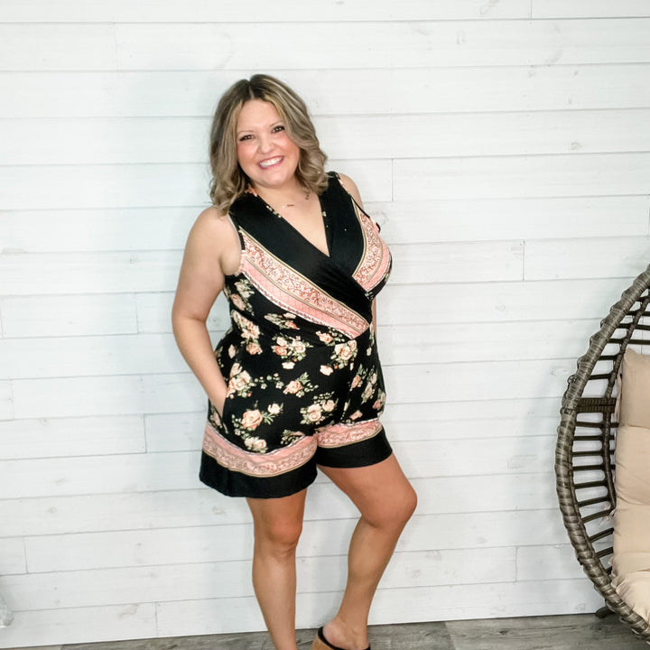 "Liliana" Floral Sleeveless Shorts Romper