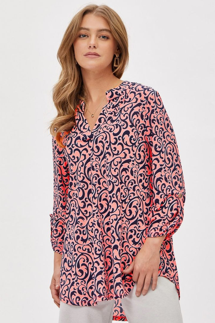 "Pixie Stick" Dear Scarlett 3/4 Sleeve Split Neck