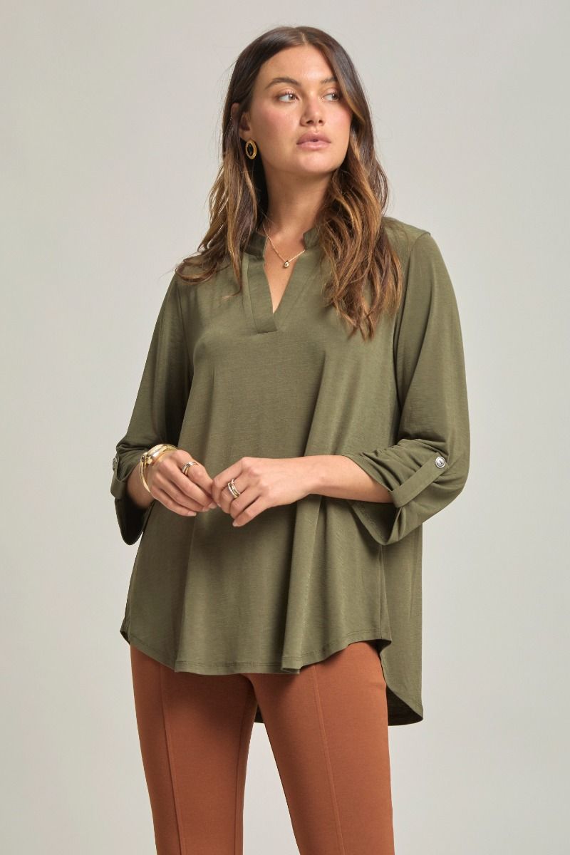 Dear Scarlett "Bold Choice" 3/4 Sleeve Split Neck (Olive)