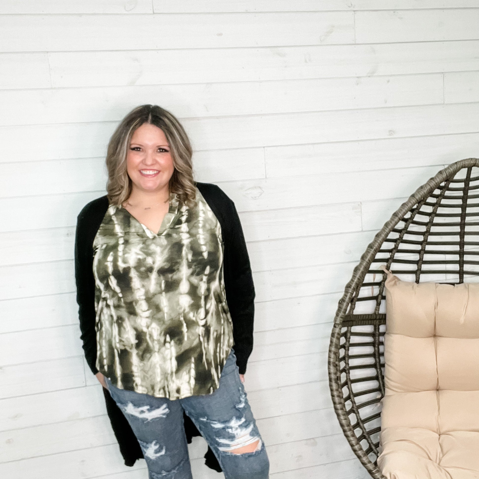 Long Sleeve Calf Length Cardigan (Black)