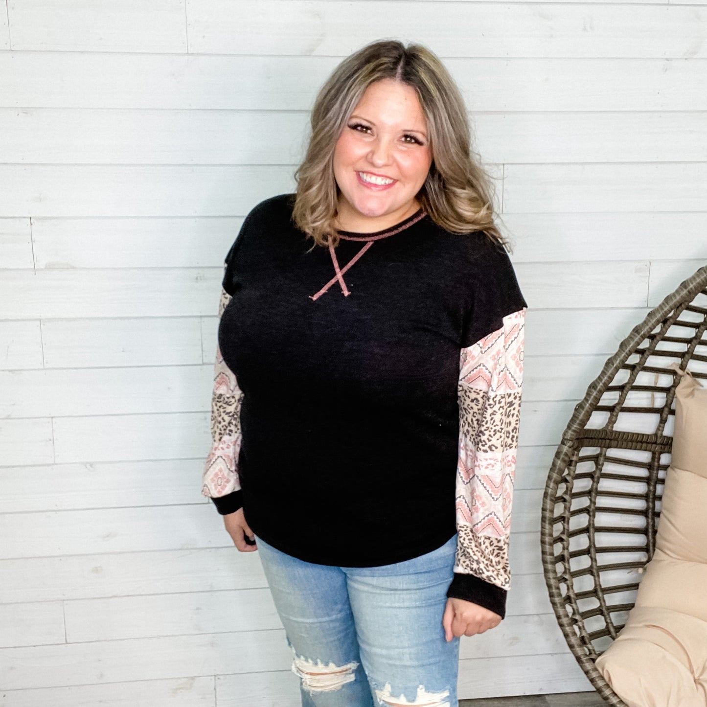 "Lucia" Long Sleeve Color Pattern Block