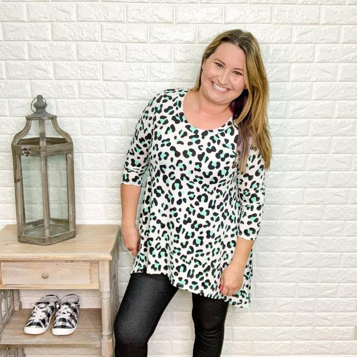 "Madison" Animal Print Shark Bite Hem With Side Pockets