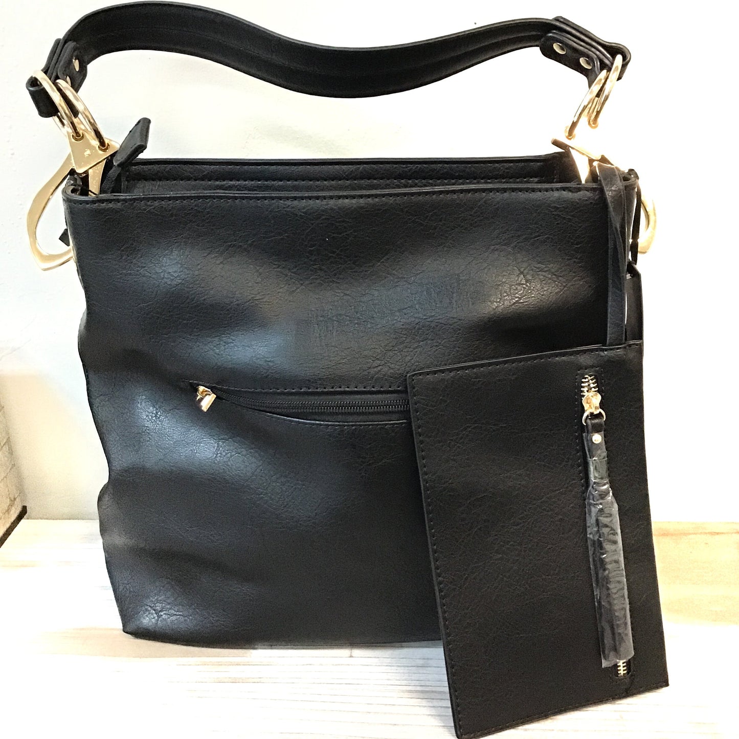 "Maggie" 2 Piece Purse Set (Black)-Lola Monroe Boutique