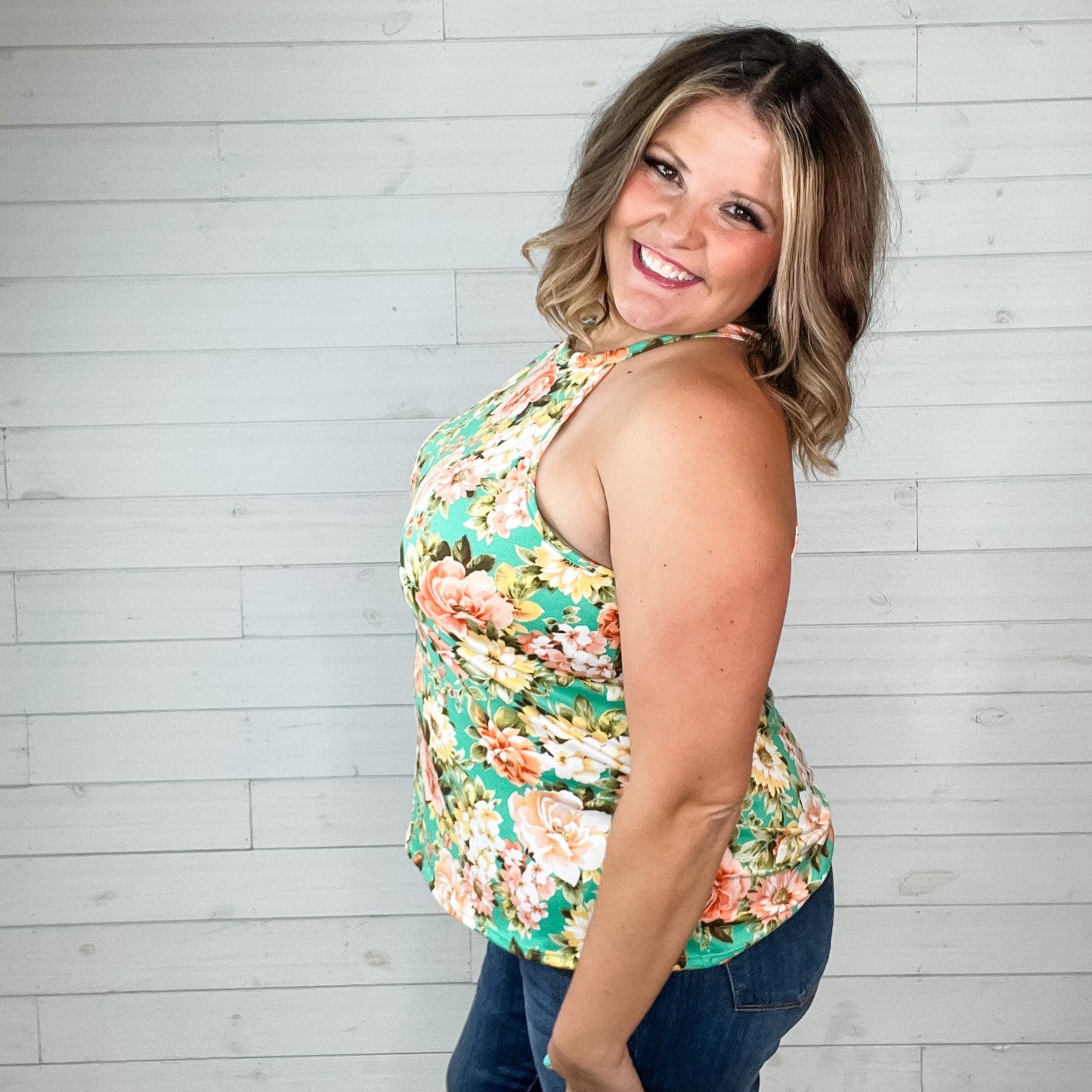 "Make it Happen" Floral Halter Tank