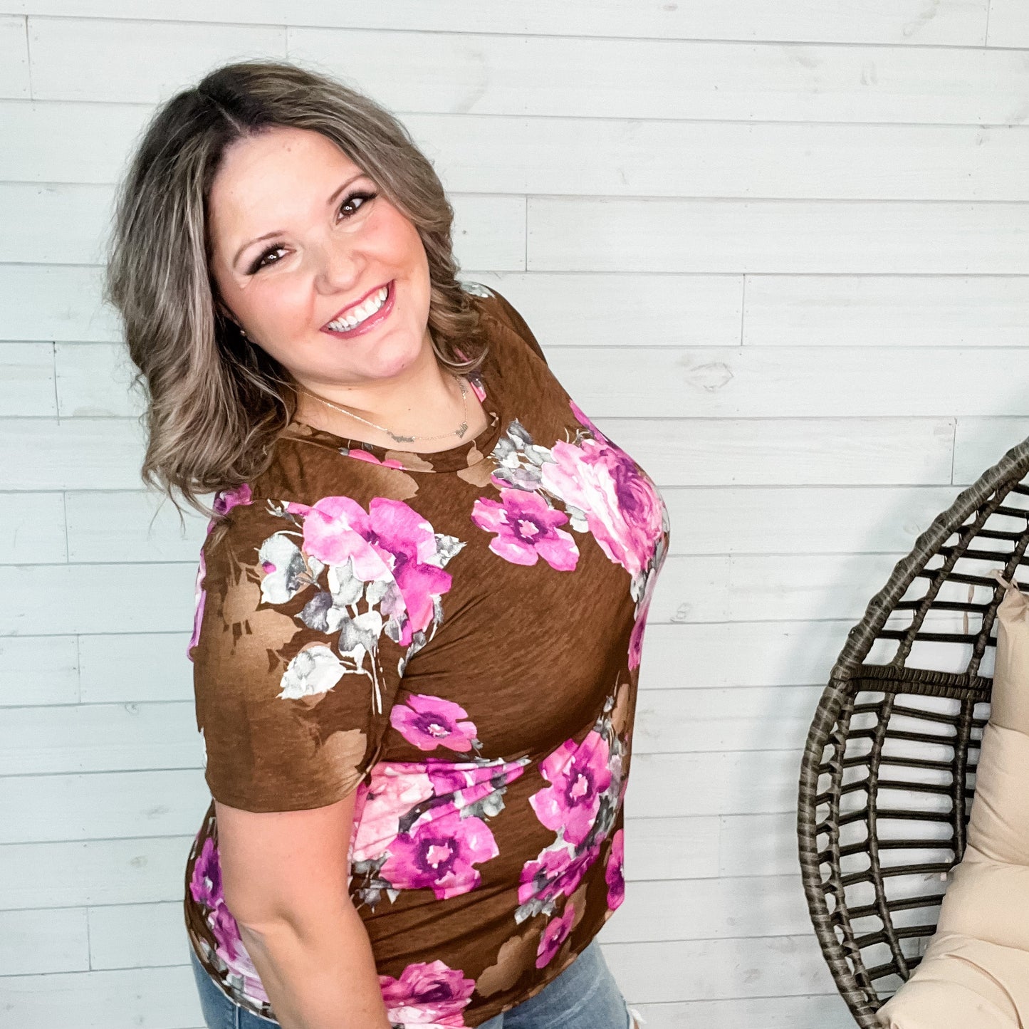 "Makenna" Short Sleeve Floral Round Neck