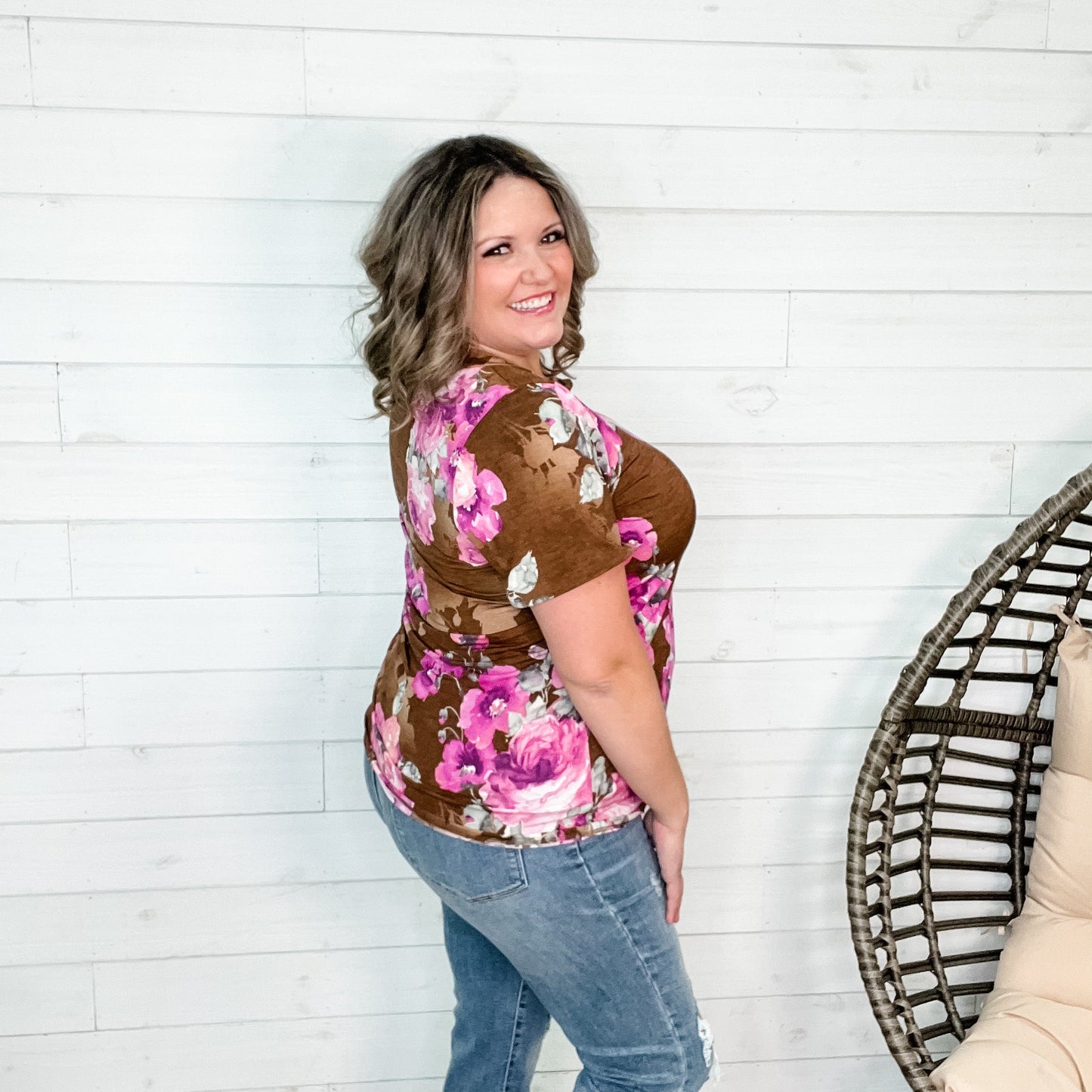 "Makenna" Short Sleeve Floral Round Neck