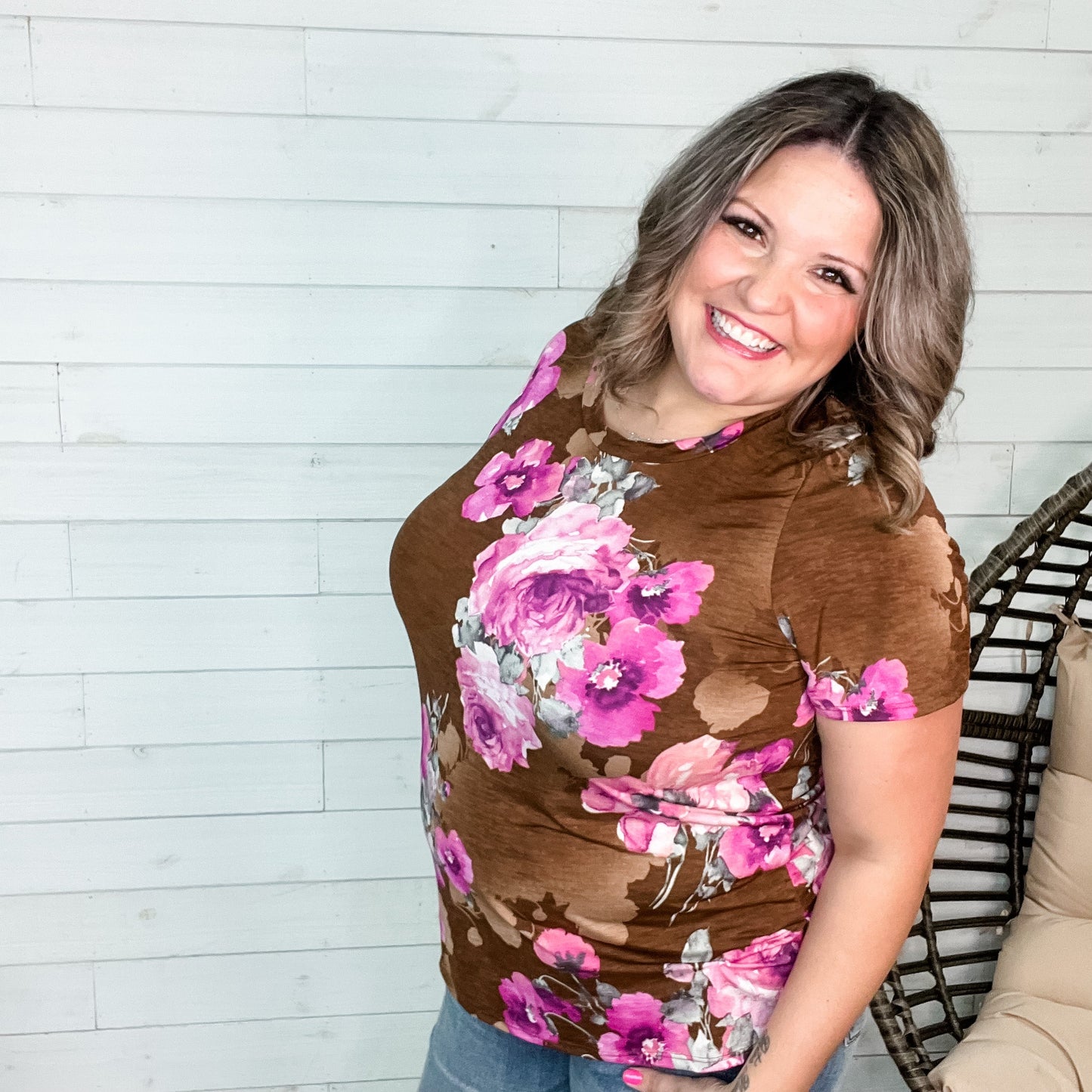 "Makenna" Short Sleeve Floral Round Neck