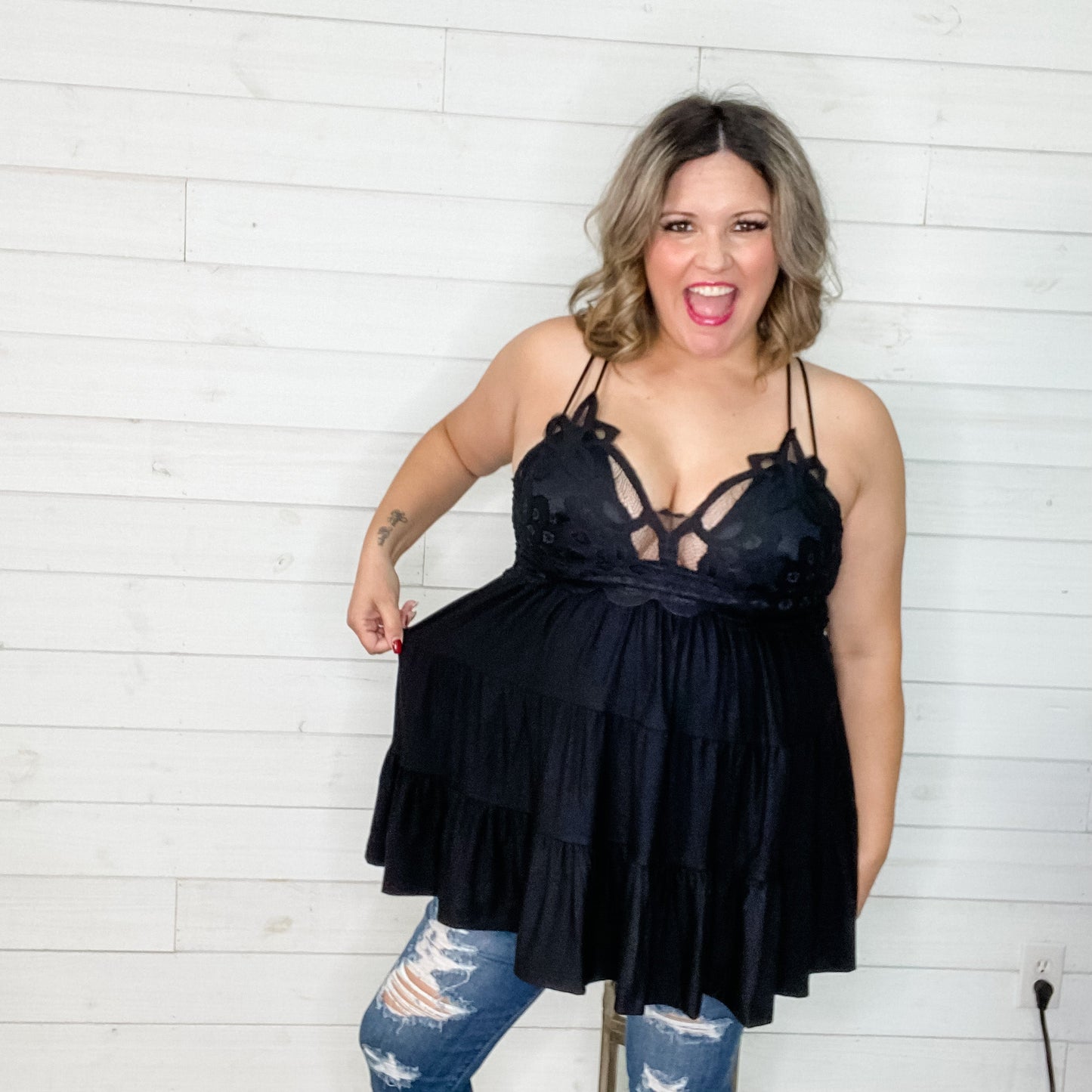 "Marley" Crochet Lace Ruffle Cami (Multiple Colors)