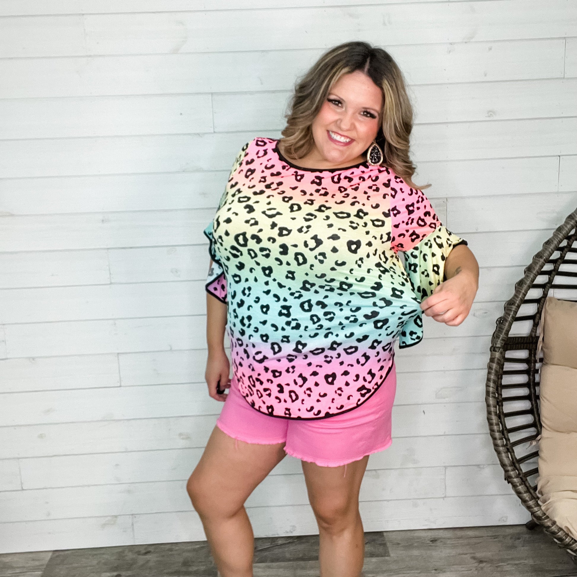 "Martin" Animal Print 3/4 Ruffle Sleeve