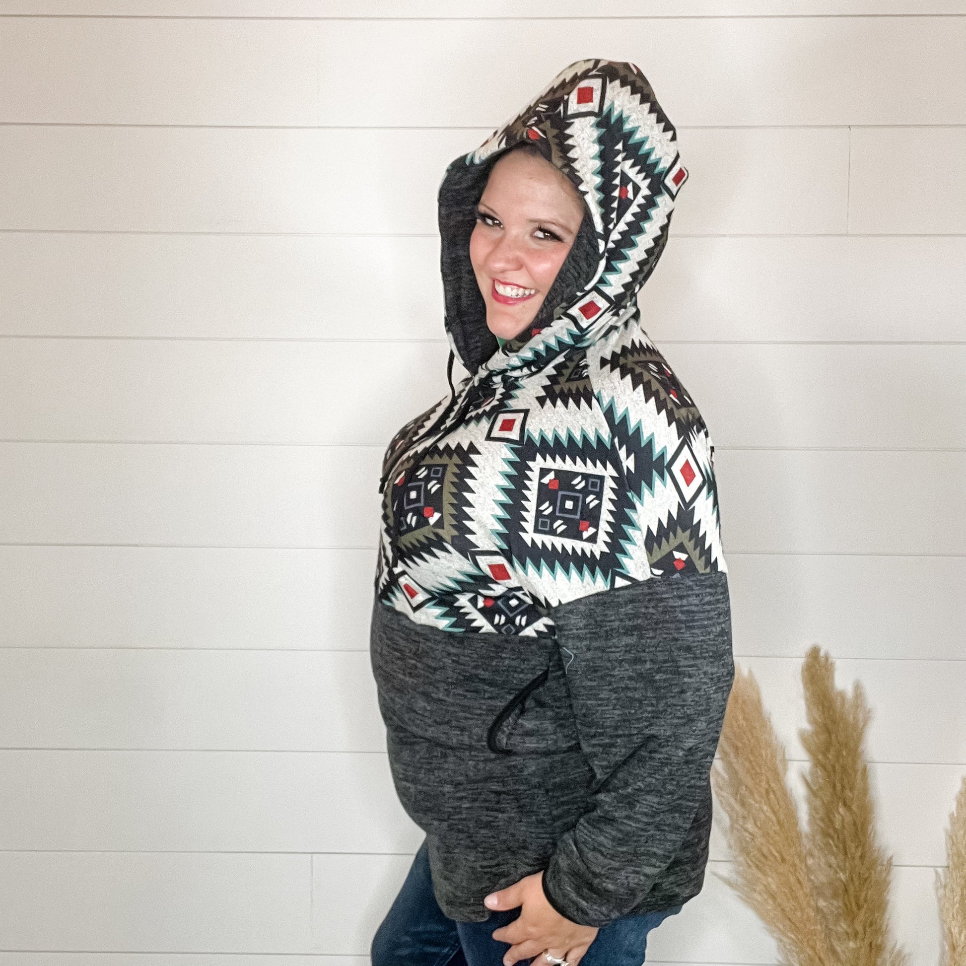 "Maya" Aztec Colorblock Hoodie