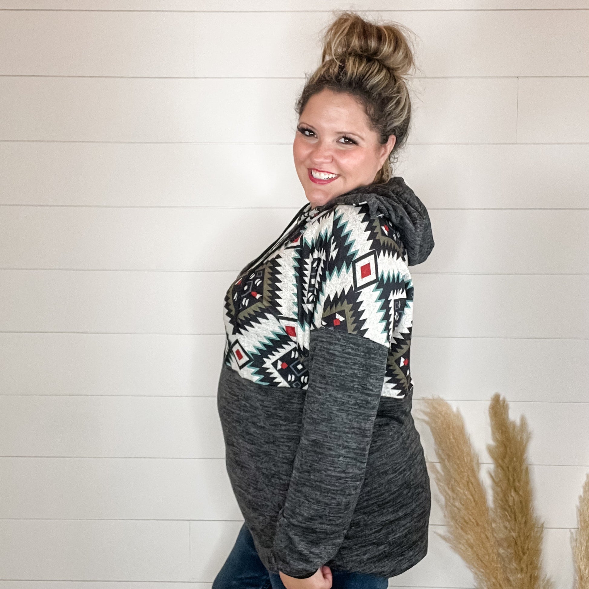 "Maya" Aztec Colorblock Hoodie