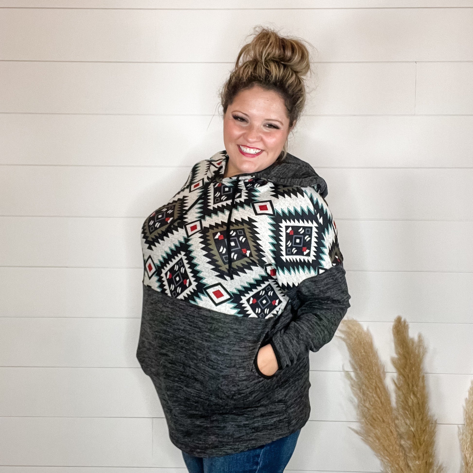 "Maya" Aztec Colorblock Hoodie