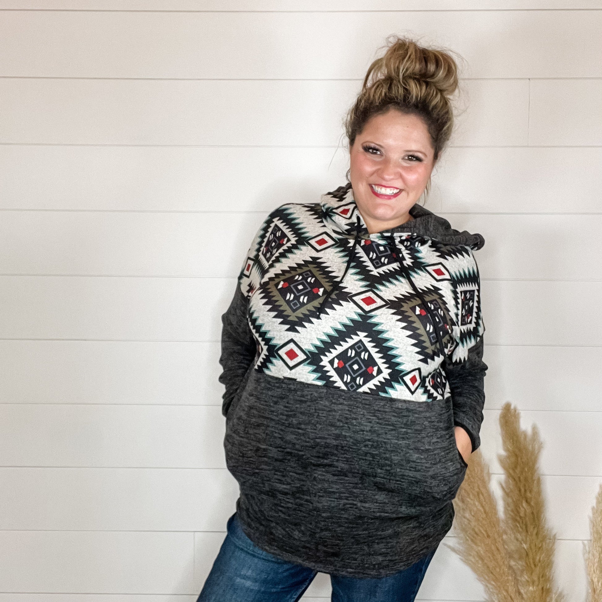 "Maya" Aztec Colorblock Hoodie