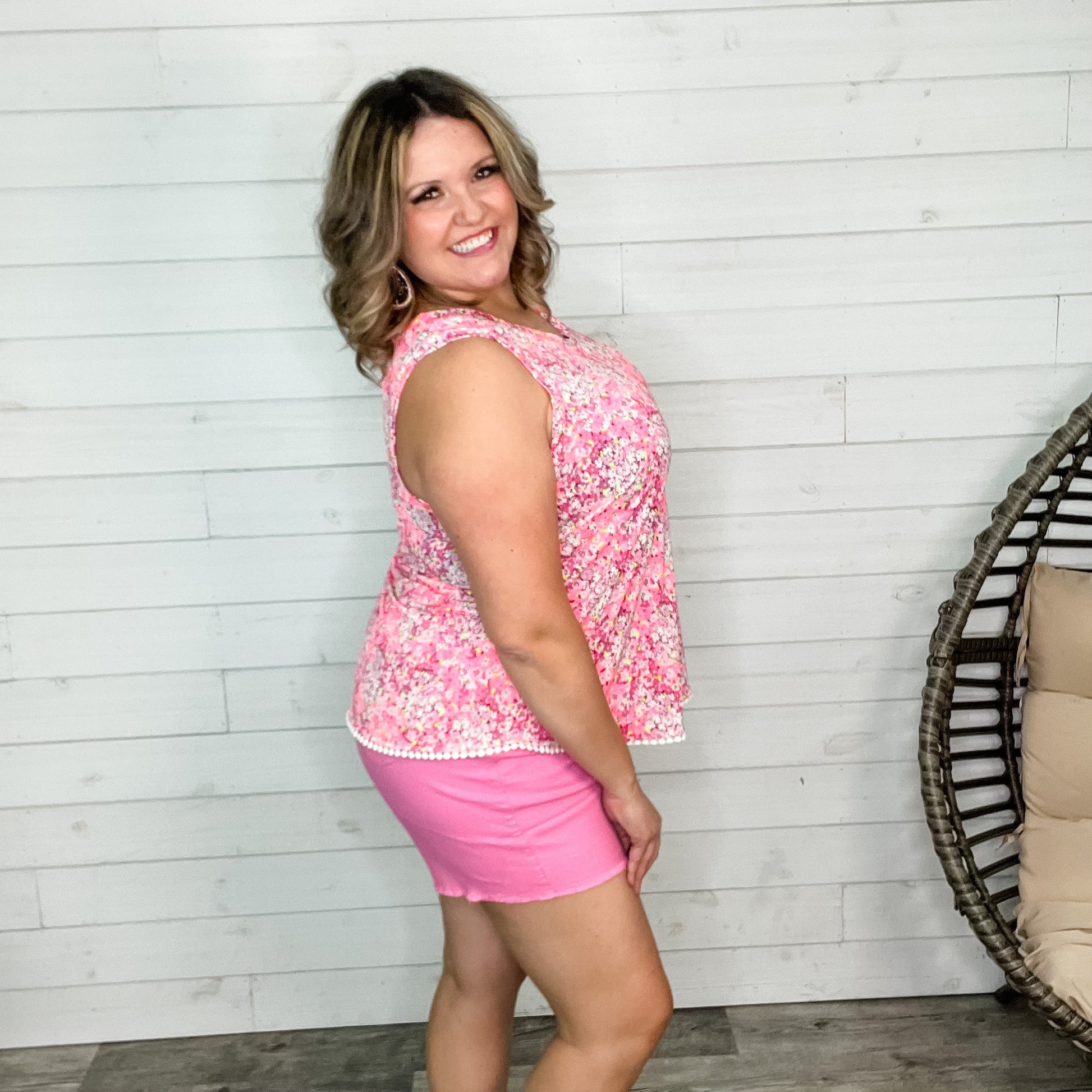 "McGuire" Floral Sleeveless V Neck