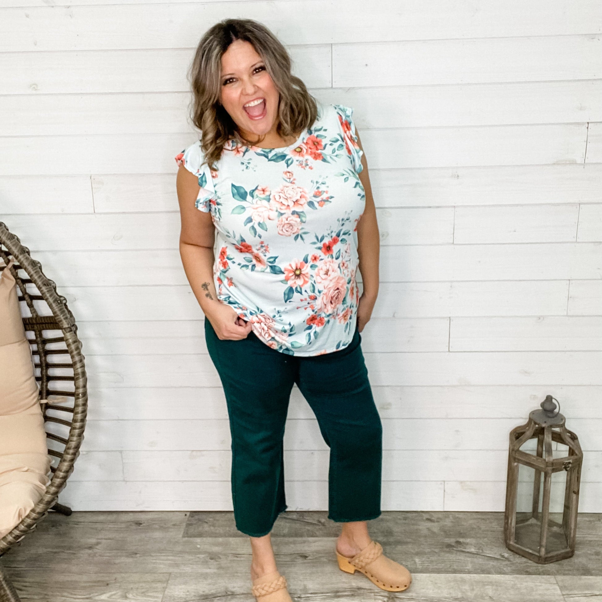 "Meant To Be" Floral Ruffle Cap Sleeve