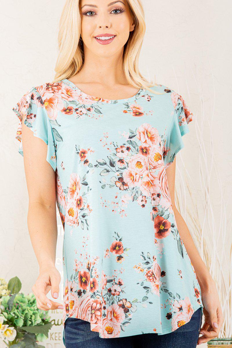 "Meant To Be" Floral Ruffle Cap Sleeve