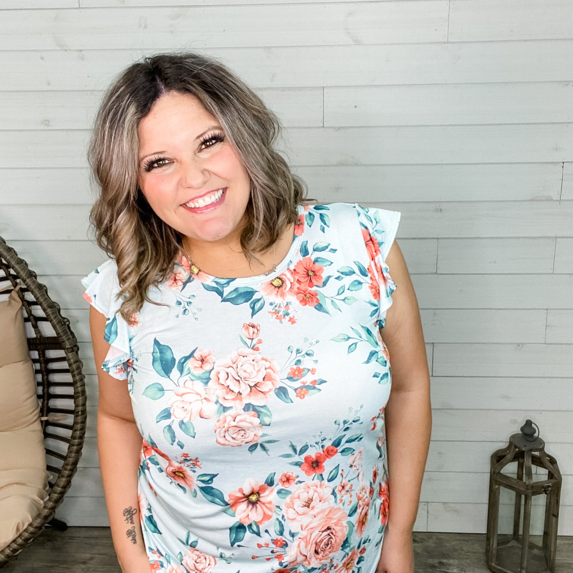 "Meant To Be" Floral Ruffle Cap Sleeve