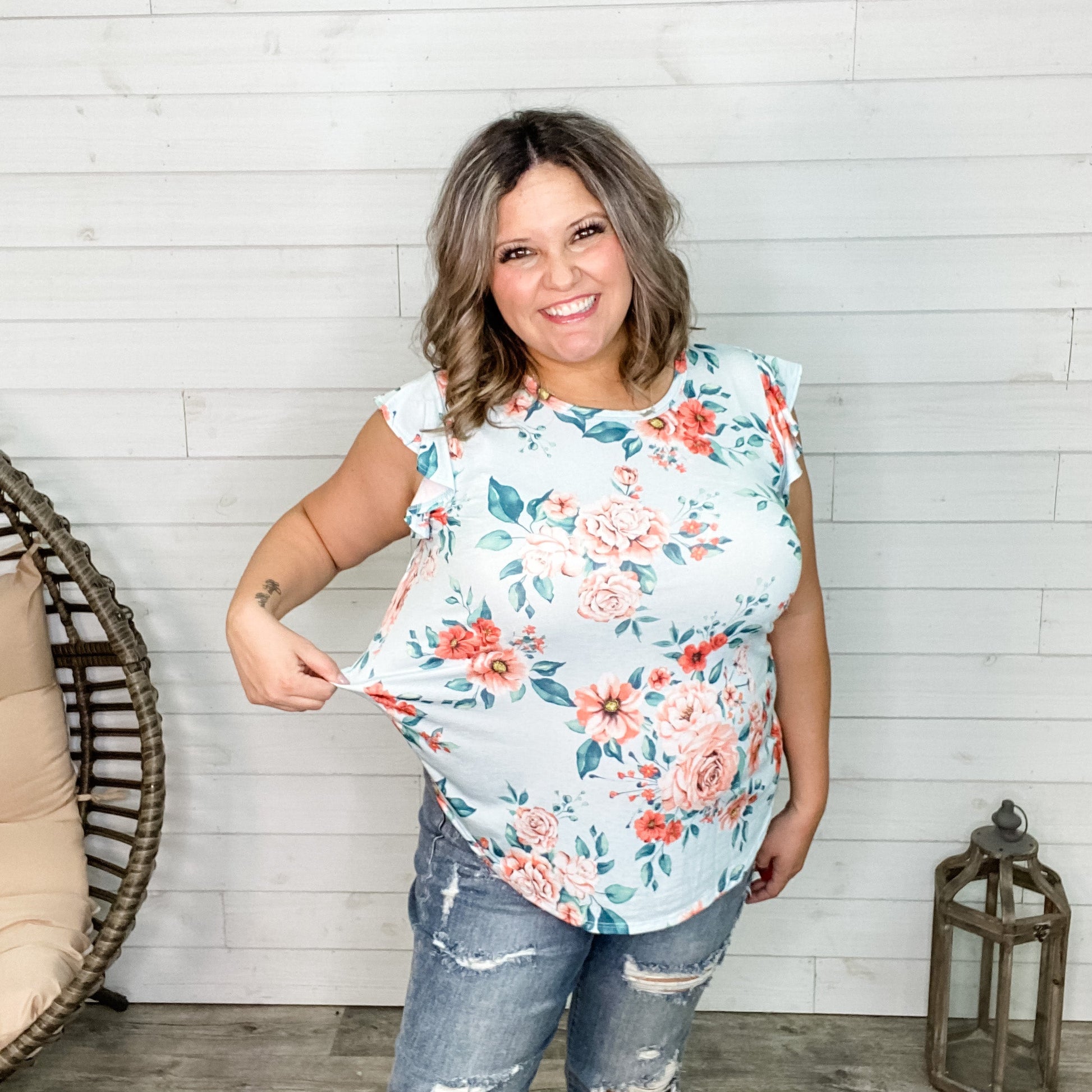 "Meant To Be" Floral Ruffle Cap Sleeve