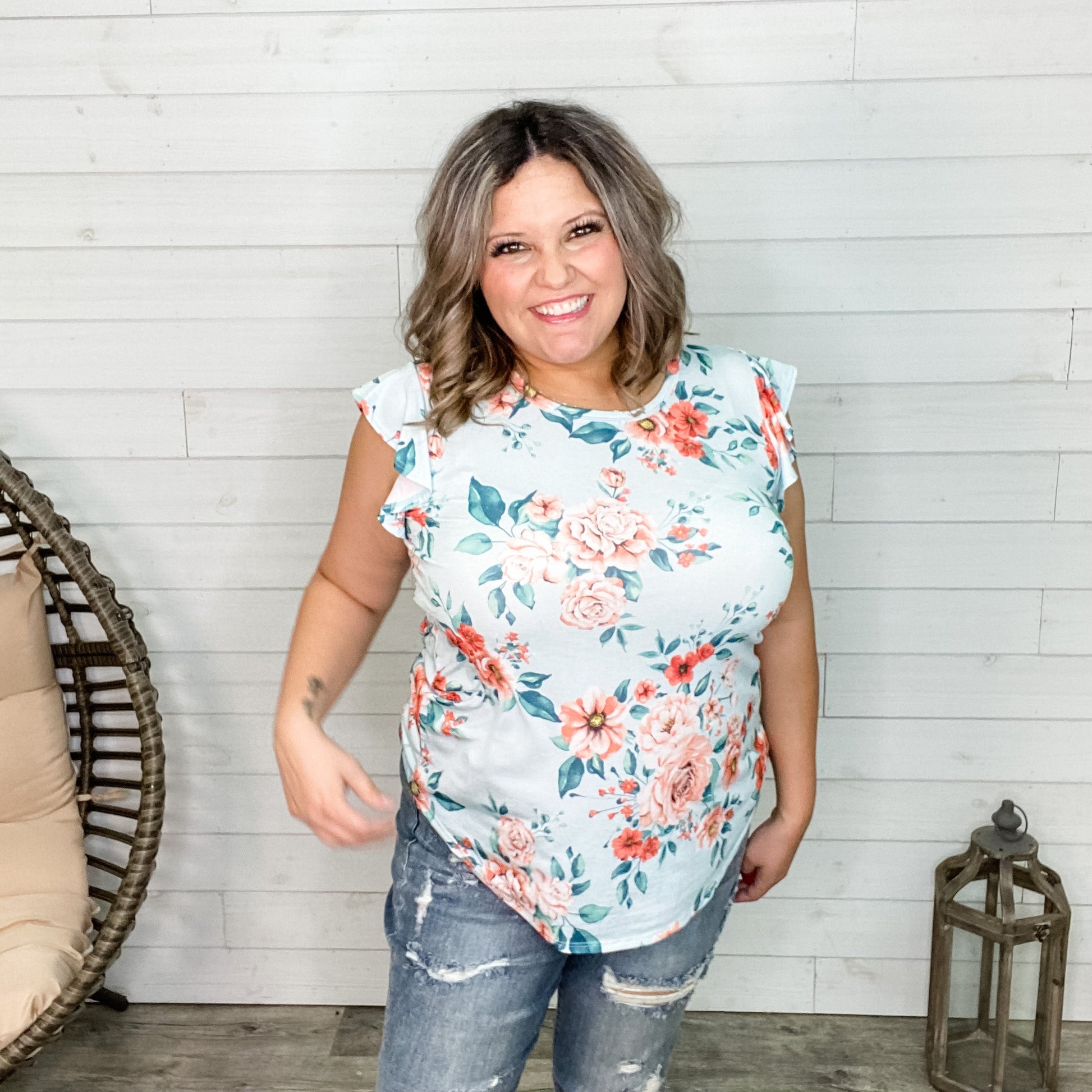 "Meant To Be" Floral Ruffle Cap Sleeve