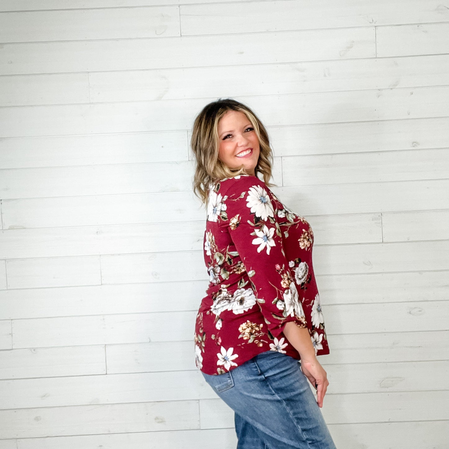"Mindset" Lizzy 3/4 Sleeve Split Neck