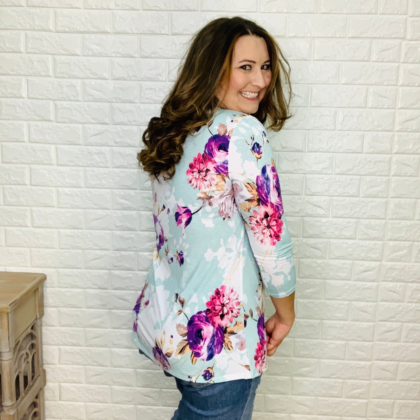 "Mint To Be" 3/4 Sleeve Criss Cross Front