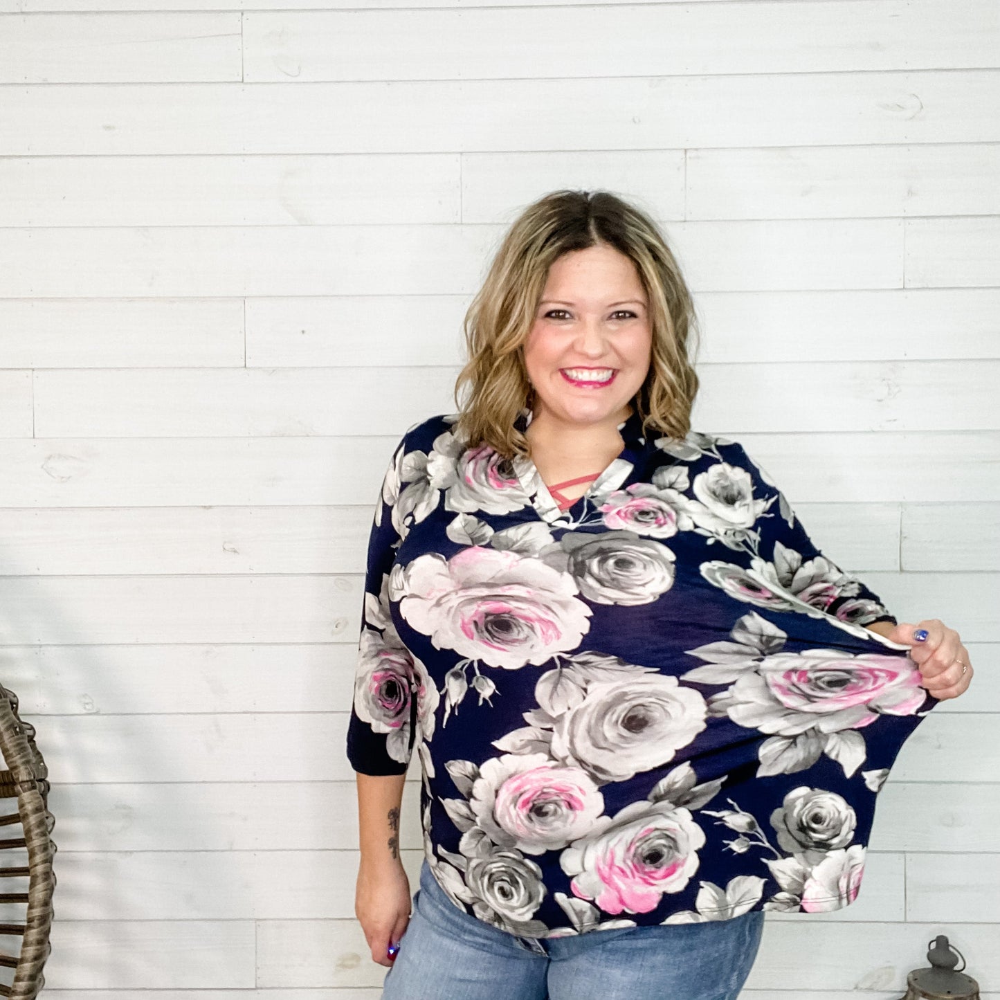 "Missy" Floral 3/4 Sleeve Gabby Style