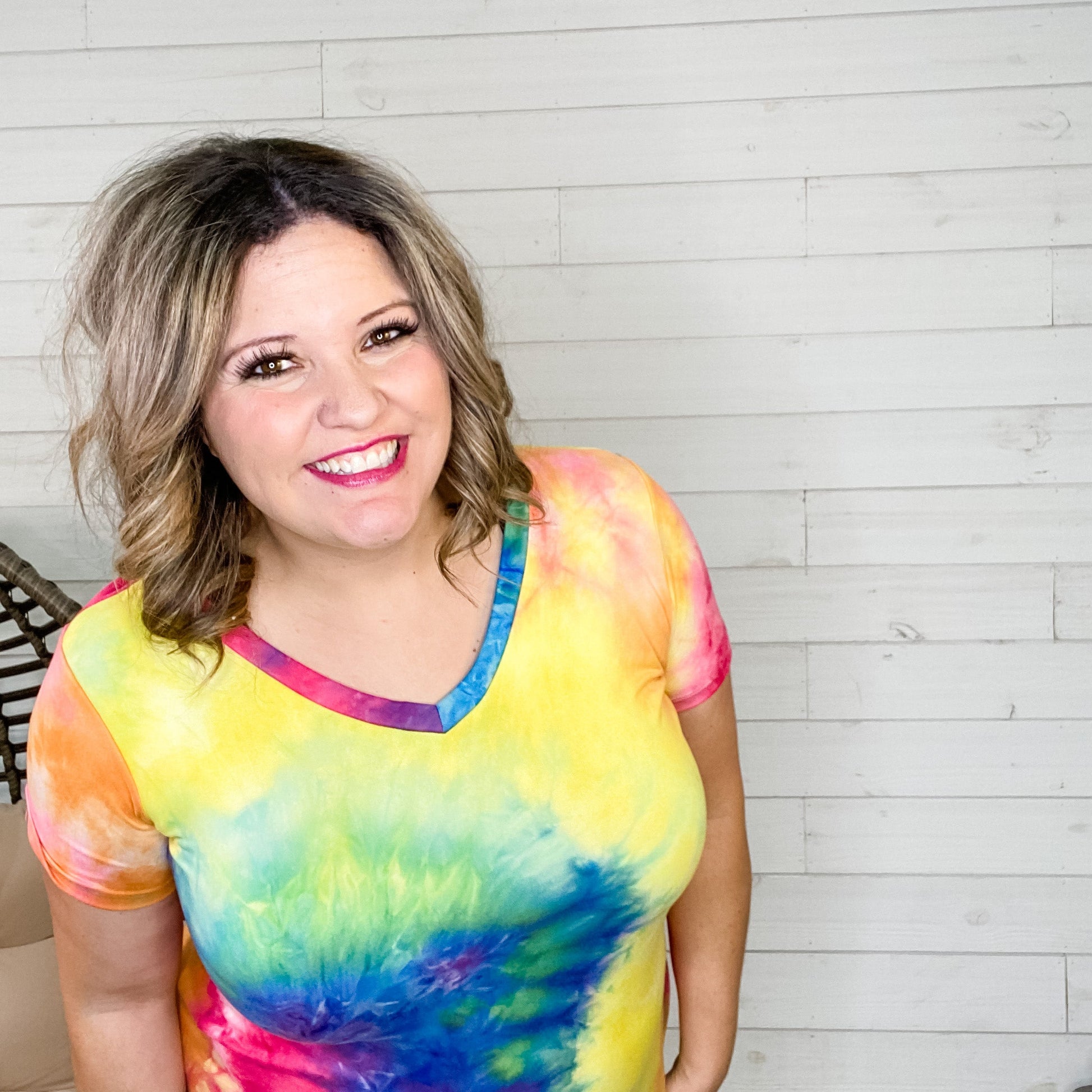 "Moonstone" Short Sleeve Tie Dye V Neck