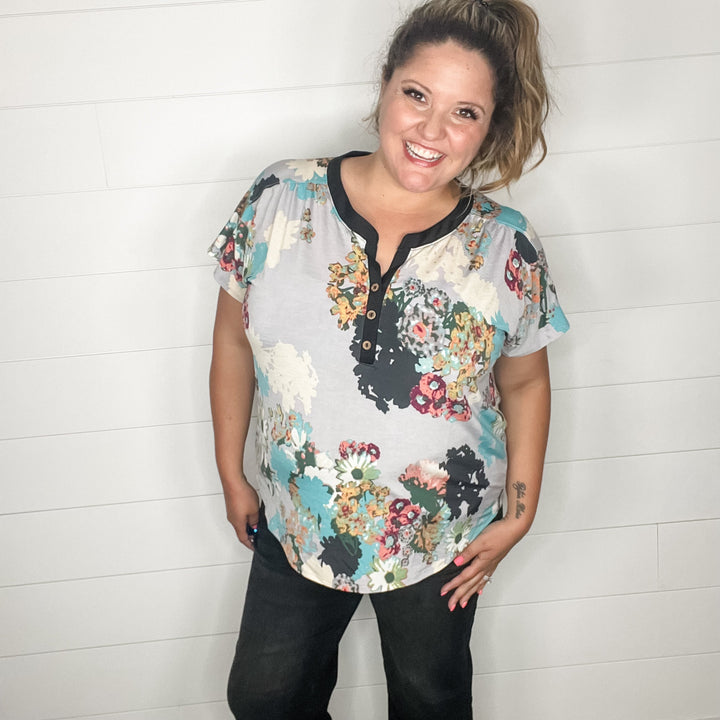 "Need to Know" Cap Sleeve with Button Front