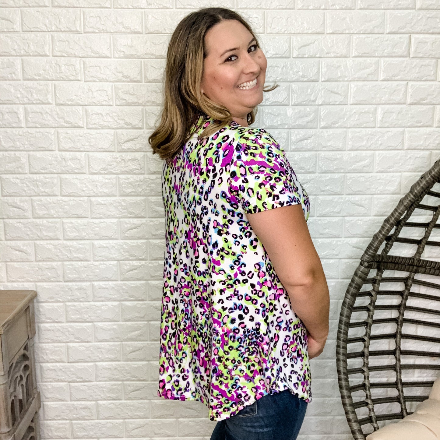 "Neon Jungle" V Neck Animal Print Honey Me