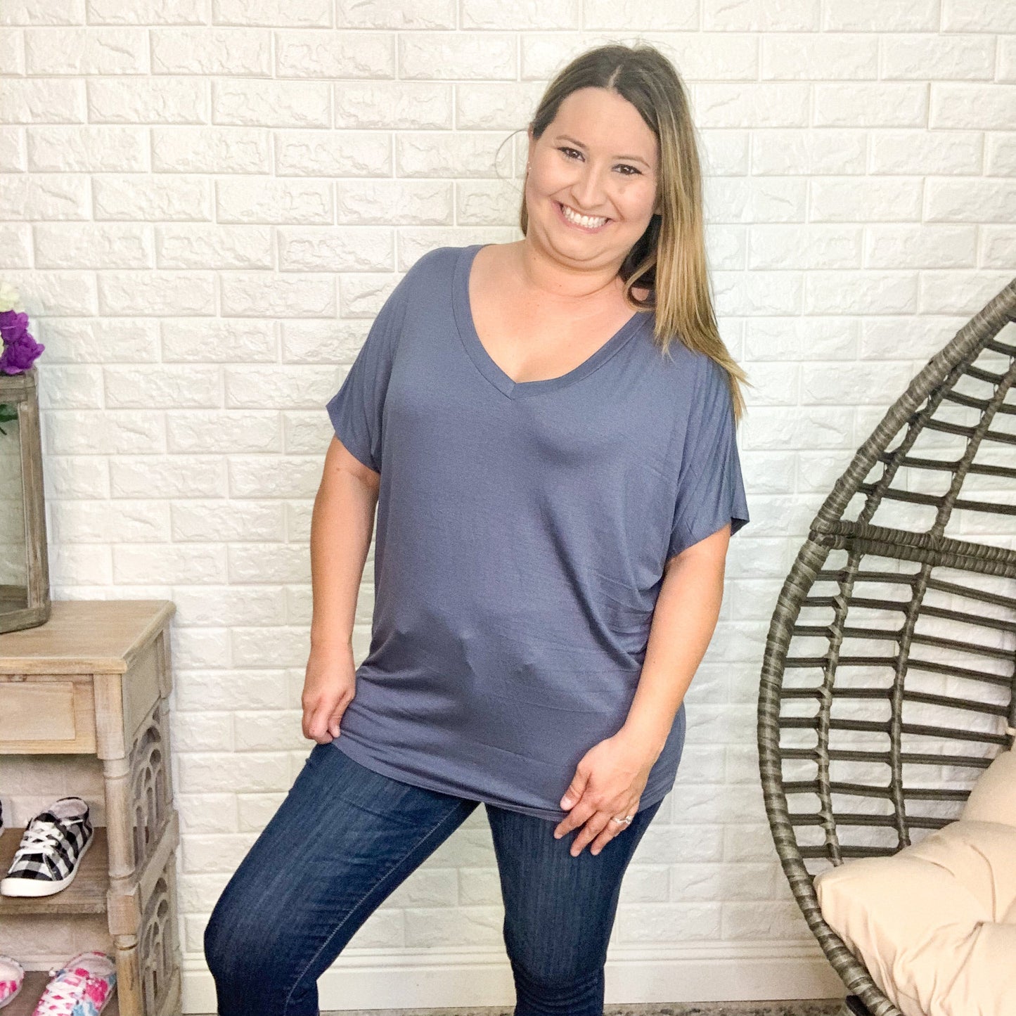 "Nina" Oversized Dolman (Denim)