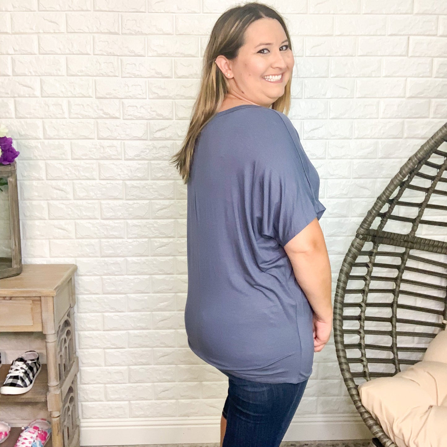 "Nina" Oversized Dolman (Denim)