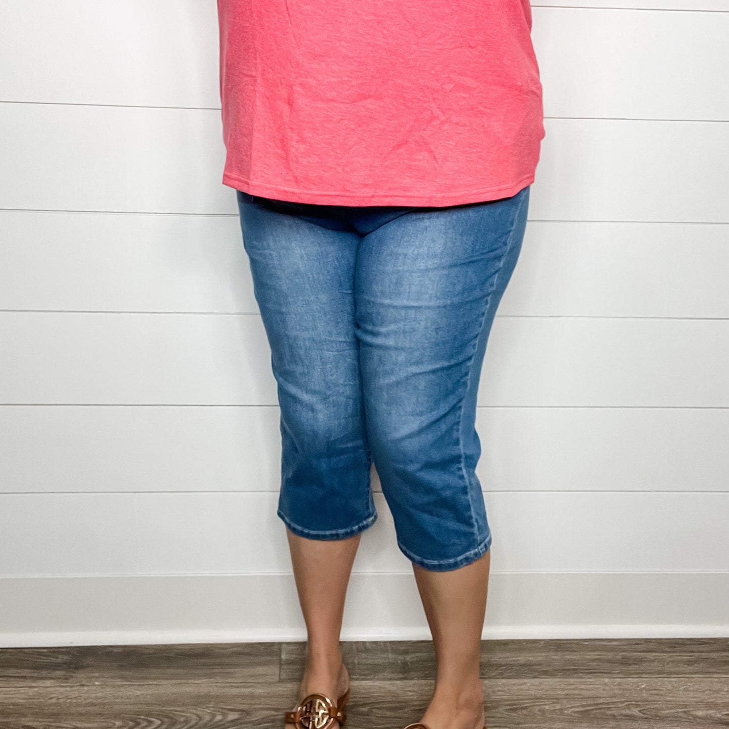 "No Regrets" Tummy Control Relaxed Fit Capris by YMI/Royalty For Me