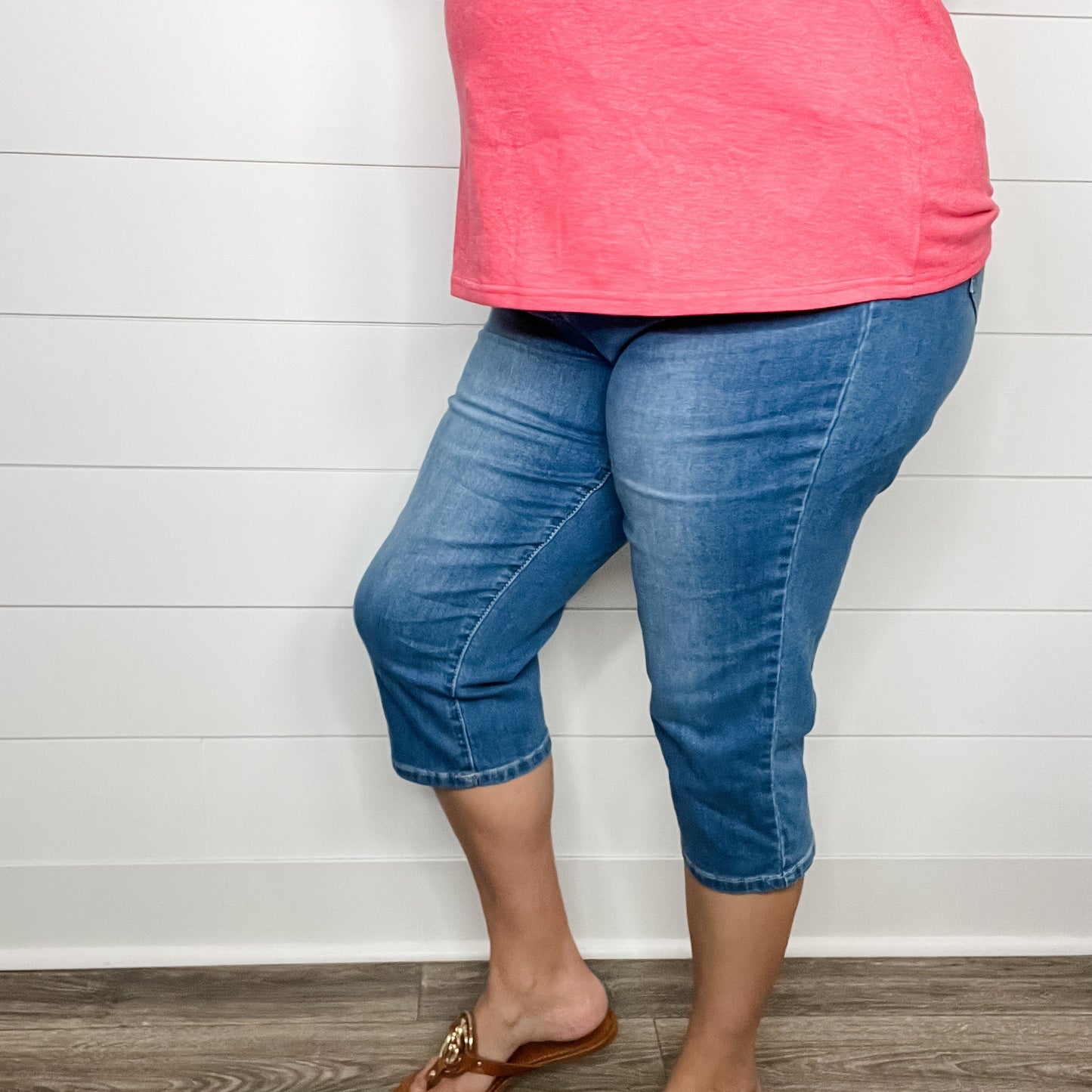 "No Regrets" Tummy Control Relaxed Fit Capris by YMI/Royalty For Me